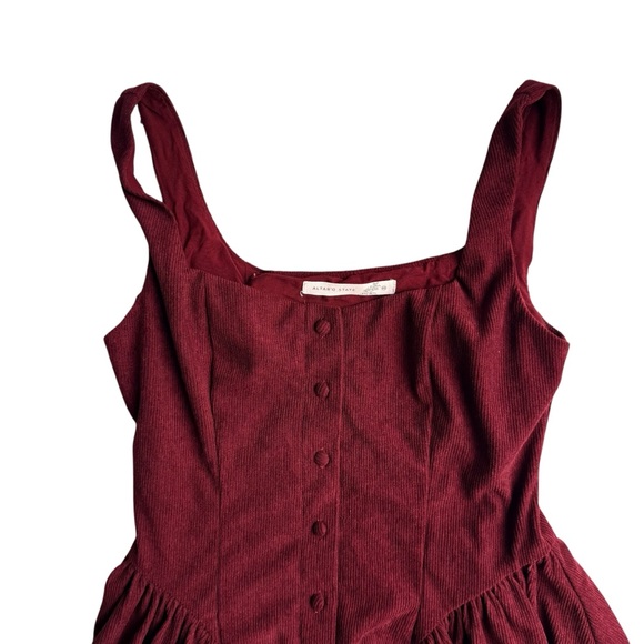 Altar'd State Ollie Mini Dress Burgundy Corduroy XS - Picture 5 of 8